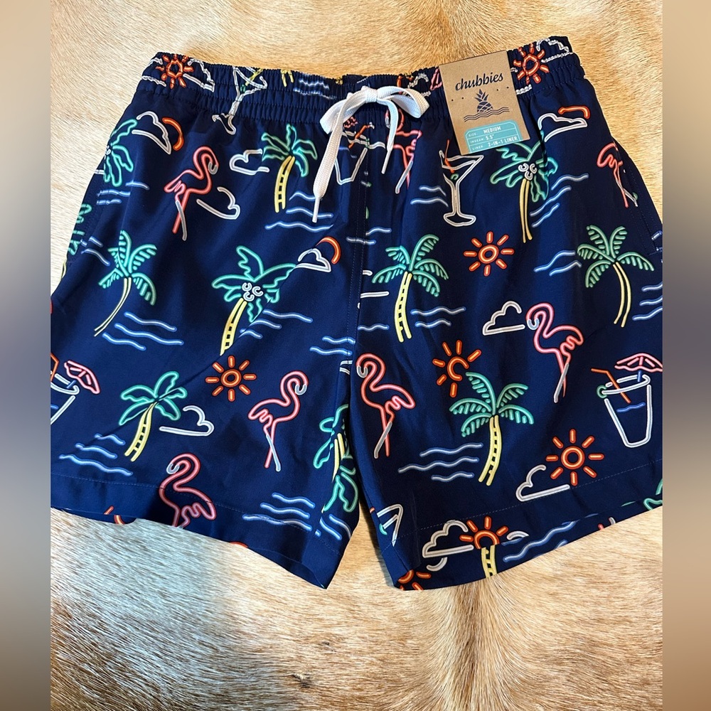 Chubbies Neon Tropical Print Swim Shorts - Picture 2 of 6